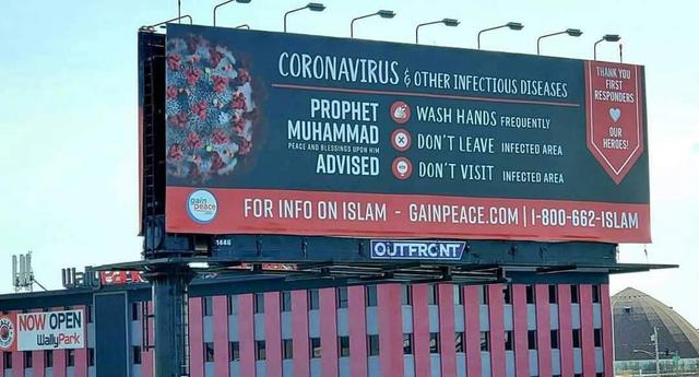 ABD’de corona virüse karşı Hz. Muhammed’in hadisleri reklam panolarında yayınlandı